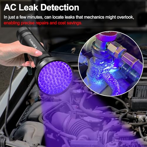 Vansky Air Conditioner Leak Detection: 100 LED Car AC UV Dye Leak Detector Kit with Protective Glasses - Automotive Professional Tool - style: 100 LED