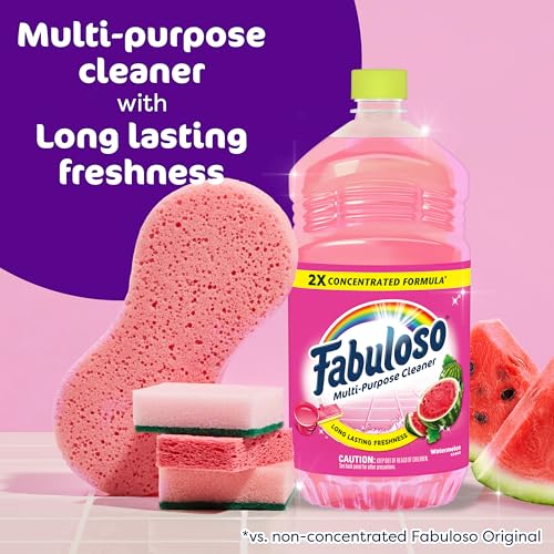 Fabuloso Multi-Purpose Cleaner and Floor Cleaner, 2X Concentrated Formula, Long-Lasting Freshness, Watermelon Scent, 56 fluid ounces - size: 56 Fl Oz (Pack of 1)