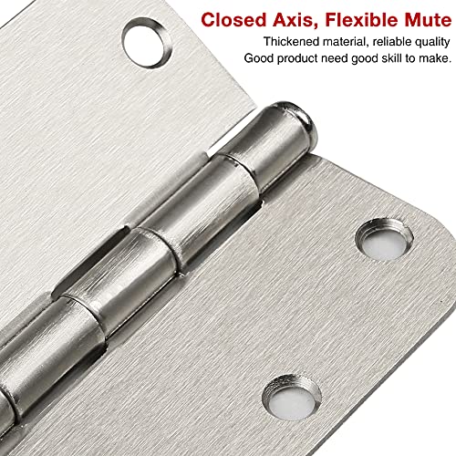 24 Pack Rounded Door Hinges Brushed Nickel 3.5 Inch with 5/8" Radius - color: Satin Nickel, size: 24 Pack
