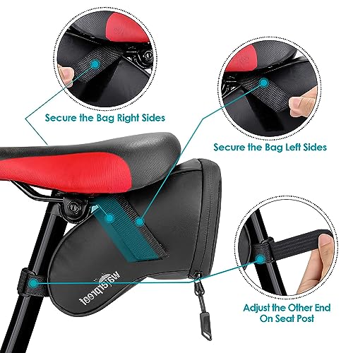 WOTOW Bike Tyre Repair Kits, Waterproof Bicycle Saddle Bag & 120 Psi Mini Pump & Multifunctional Bike Tyre Lever & Self Adhesive Patch Portable Repair Cycling Tool Set for Riding Mountain BMX
