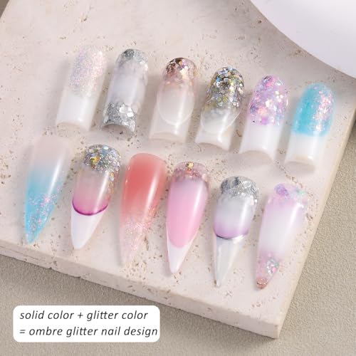 Fcozpjk Poly Nail Gel Kit with UV Light 12Colors Extension Gel Starter Kit - color: 12colors-6solid-6glitter-with-tools