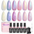 Beetles Pearl Gel Nail Polish, 6 Colors Shimmer White Pink Purple - color: A-White Pink Purple| Song of freedom
