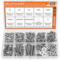 HELIFOUNER 210 Pieces #8-32 x 1/4" 5/16" 3/8" 1/2" 5/8" 3/4" 1" 1-1/4", Button Head Socket Cap Screws Bolts Washers Nuts Kit, Coarse Thread, Fully Machine Threaded, 304 Stainless Steel - size: #8-32, style: Button Head
