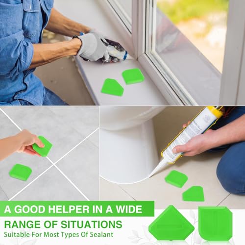 Outus 2 Pcs Caulking Tool Silicone Grout Scraper for Sealing, Light Green - color: Light Green