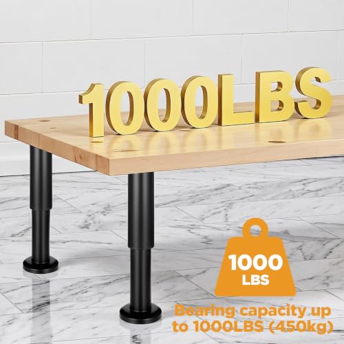 4Pcs Adjustable Furniture Legs 4.7-7.1 inch, Black Metal Adjustable Telescopic Cabinet Leg with 65mm Dome Basefor Sofa/Bed/Chair/Couch, Heavy Duty Bed Replacement Support Legs for Bed Frame