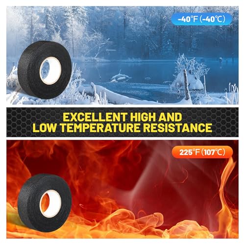 Oyviny 8 Rolls Automotive Wire Harness Cloth Tape 1 Inch x 50 Feet High Temp Self-Adhesive Noise Dampening Electrical Cloth Tape for Car Engine Wire Wrapping Protection Insulation