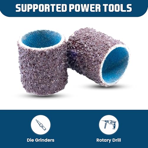 Benchmark Abrasives 3/4” x 1” Aluminum Oxide Abrasive Spiral Bands for Rotary Tools, Drum Sleeves for Sanding Deburring Blending Polishing on Metals Plastic Wood Rubber (10 Pack) - 150 Grit - style: 150 Grit