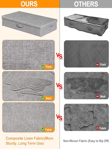 punemi 6 in Tall Under Bed Storage Containers with Lids, 2 Pack, Grey - color: Grey, size: 2 Pack-6 inch Tall-Structured