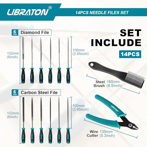 LIBRATON Needle File Set, Diamond Needle File Set, 14PCS Small File Set - style: Needle File-14PCS