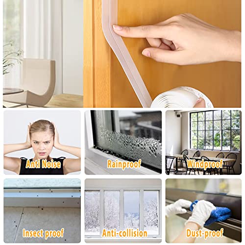 28.9 Ft Weather Stripping Door Seal Strip Tape,Silicone Door Draft Stopper,Self Adhesive Shower Door Bottom Seal, Door Insulation Strip for Door Frame Windows and Glass Gaps (Transparent, 25mm) - size: 1 in x 28.9 ft