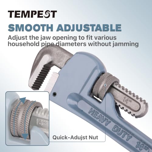 Tempest 3 Piece Pipe Wrench Set - 10", 14", 18" Professional Plumbing Tool Kit with Carbon Steel Jaw & Ductile Cast Iron Handle, Anti-Slip Teeth for Industrial, Automotive, and Home Repair