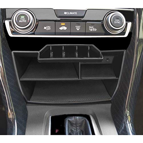 Waterproof ABS Plastic Caddy for Honda Civic Sedan 10th Gen Central Console Box Coins Trays Organizer with USB Extension Cable - Fits 2016-2021
