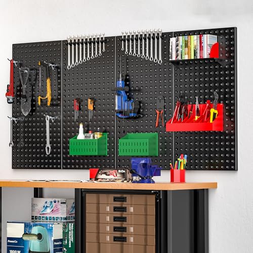 EVERHANGER Metal Pegboard Panels 24" x 12", Heavy Duty Peg Board for Garage - size: 4 Pack 24" x 12"