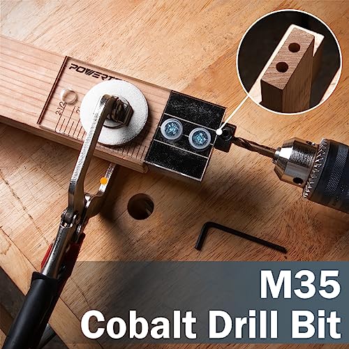 POWERTEC Dowel Jig Kit, Doweling Jig Kit 3/8", Dowel Jigs Woodworking, Laser Cut Witness Mark, with Depth Scale, Drill Guide Dowels, Cobalt M-35 Drill Bit & Split Ring Stop Collar 71716 - style: 3/8" Doweling Jig Kit w/ Bit & Collar