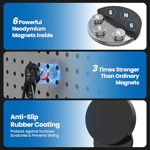 4 Pack Large Magnetic Hooks Heavy Duty Extra Strong Magnetic Garage Hooks Big NdFeB Industrial Magnet Hooks Magnetic Utility Storage Holder Organization with Anti-Slip Coating for Hanging Garden Tool - color: 1.6in Magnet-4 Pack-Black