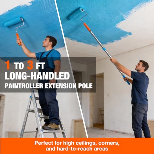 12 Pack 9 Inch Paint Roller Kit with 3FT Extendable Pole - color: 13 Pack, 9" roller