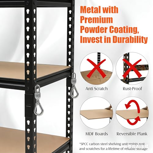 48x24x72 Heavy Duty Garage Storage Shelves,5-Tier Metal Shelving Units - size: 48x24x72
