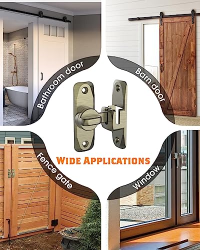 90/180 Degree Barn Door Latch Lock with Spacer, Bronze, 2 Pack - color: Bronze-2Pcs