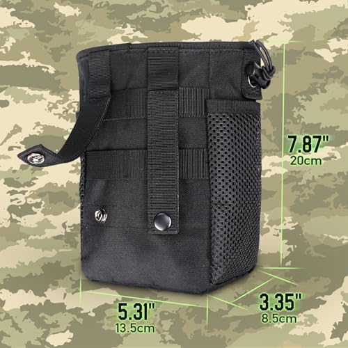 LIVANS Tactical Molle Dump Pouch, Magazine Drop Pouch Drastring Ammo Bag - color: Black - 2 Packs