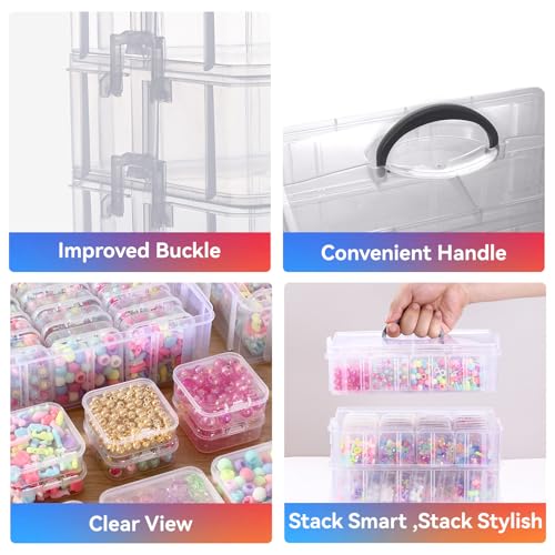 VTG Bead Organizer Box, 84 Pcs Small Plastic Containers with Lids, 4-Tier Stackable Storage Box, Clear Organizers for Jewelry Toys Craft Storage - style: 4 Tier coffret