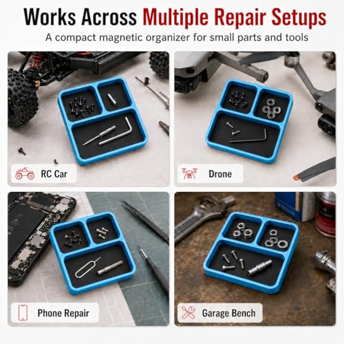 Magnetic Tool Tray for RC Car Drone Electronics Repair Small Parts - color: Blue