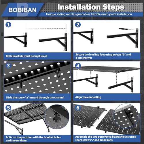 2 Pack Garage Wall Shelving Heavy Duty 2x3ft, Black - color: Black, size: 2X3ft-2pack