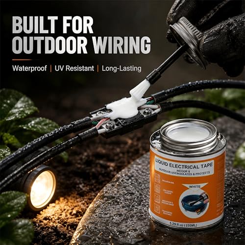 5.29 oz Liquid Electrical Tape Quick-Drying Insulating Glue with Brush Cap - Quick-Dry Waterproof Sealant for Wires, Cables, Connectors, Outdoor & Automotive Electrical Equipment (White) - color: White