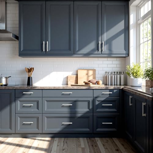 KNOBWELL 6 Pack Brushed Nickel Solid Cabinet Pulls 3-3/4 Inch(96mm) Hole Center Kitchen Cabinet Handles,Cabinet Hardware for Cupboard Drawer Pulls - color: Brushed Nickel, size: Hole Center：3-3/4 inch（96mm）