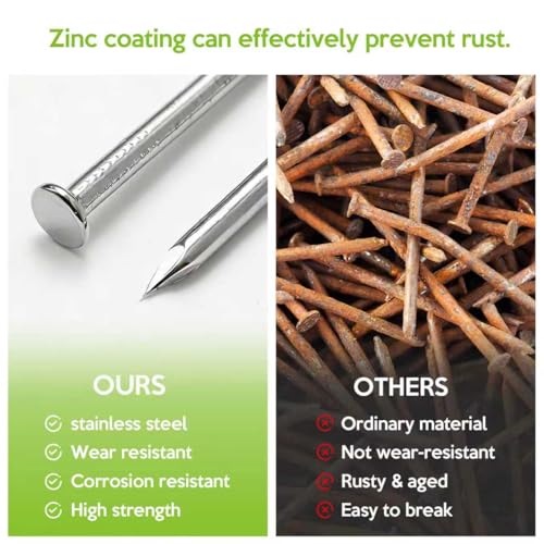 KOAMLY 510 Pcs Hardware Nails Stainless Steel Nails Assortment Kit,7 Sizes Mix Rust-Proof Common Nails for Wood, Fence, Furniture, Crafts & DIY Projects – Practical Fastener Kit Saves Your Time