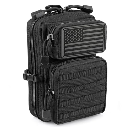 LIVANS Tactical Molle Utility Pouch, EDC Tool Pouch, Small Admin Pouch - color: Black