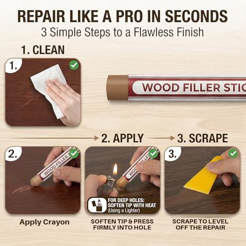 RAINFLOW Wood Filler Sticks Repair Kit - 8 Colors Furniture Scratch Repair
