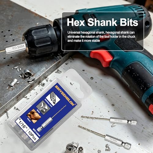 1/16 Drill Bit for Metal(10pcs), M35 Cobalt Hex Shank Quick Change Small Drill Bit Set, with Storage Case - size: 1/16(10pcs)