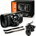 Rogierra 7.2L Motorcycle Tool Bag，Universal PU Leather Motorcycle Fork Bag Waterproof Handlebar Bag For Harley Suzuki Kawasaki，Black 3D Skull Bag - style: 3d Skull Pattern