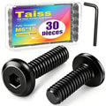 Taiss 30pcs M6 x 15mm Flat Head Socket Head Screw Furniture Bolts,Furniture Screws Stainless Steel 18-8(304),M6 Bolts Black Zinc Plated Fully Threaded,Countersunk Connector M6 Screws with Hex Spanner - size: 30PCS M6x15mm