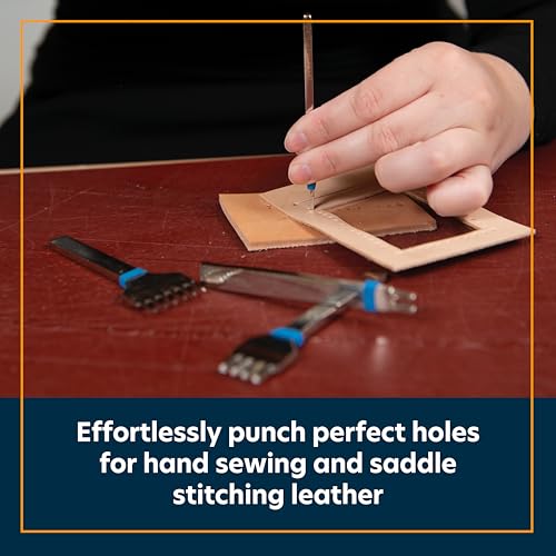 Weaver Leather Supply Diamond Leather Stitching Chisel Set, Precise 5mm Hole Punch, Color-Coded Hole Punch Set for Hand Sewing and Saddle Stitching - size: 5mm