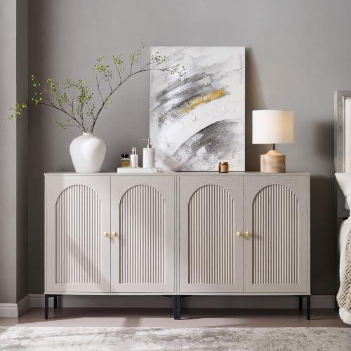 IFGET 61.75"W Modern Arch Sideboard Buffet Cabinet with Storage, Light Grey - color: Light Grey, size: 2 Pieces