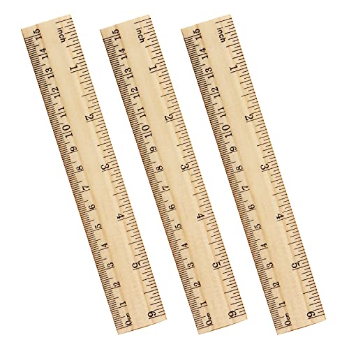 ZZTX 3 Pack Wooden Ruler 6 Inch（15 cm) - color: 3 Pack, 6 Inch