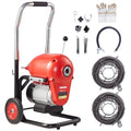 VEVOR Drain Cleaner Machine 120FT x 6/5 Inch, 1100W Electric Sewer Snake Auger Manual Feed - with 6 Cutters and CW/CCW Control for 4" to 8" Pipes - style: 120Ft x 6/5Inch & 6 Cutters