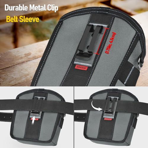 Tool Pouch Nails Screws Bag with Belt Clip (XL, Gray) - color: gray