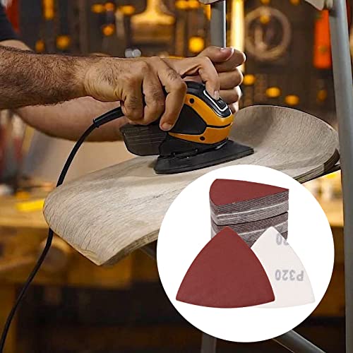 120 Pcs Triangle Sanding Pads, 320 Grits Detail Sander Sandpaper Hook and Loop Sanding Sheet,3-1/8"(80mm) Triangular Sandpaper for 3-1/8" Oscillating Multi Tool, No Holes - size: 320 Grit, style: No Hole