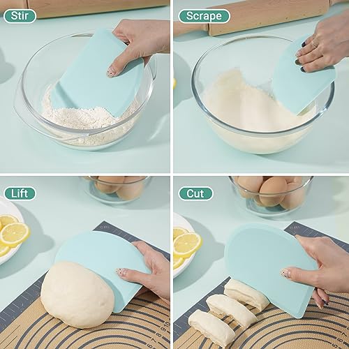Silicone Dough Scraper with Metal Core Flexible Bowl Scraper Bread Baking - color: Mint Green