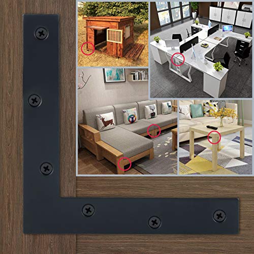 SAYAYO Flat L Bracket, 150x150mm / 6" x 6" Stainless Steel L Mending Plate - color: Black, size: 150x150mm-6pcs, style: L Shape