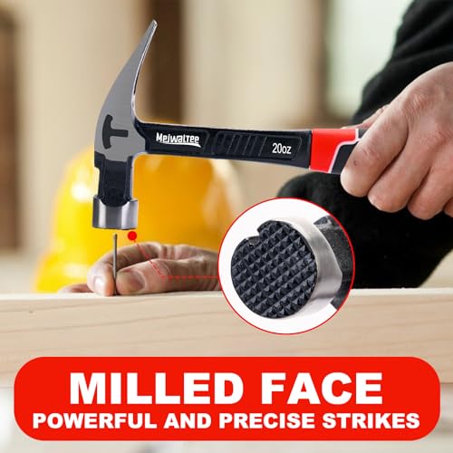 20 oz Heavy Duty One-piece Forged Hammer, Straight Claw Hammer with Magnetic Nail Holder, Rip Claw Hammer with Milled Face & Shock-Absorbing Reduction Grip - style: 20 oz Claw Hammer