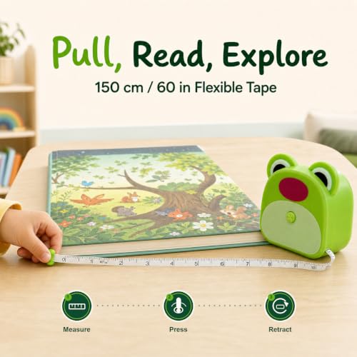Kids Tape Measure with Countdown Timer, 2-in-1 Soft Retractable - color: Green