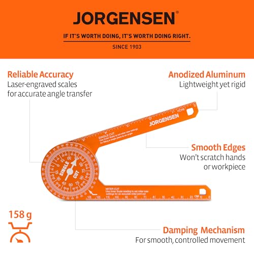Jorgensen 7" Aluminum Miter Saw Protractor, Angle Finder Tool