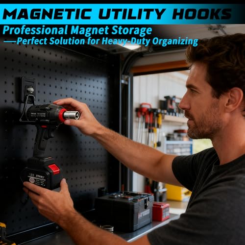 Heavy Duty Magnetic Hook, Large Utility Storage Magnetic Garage Hooks, Strong Magnet Hooks for Hanging Power Tool Hose Drill Metal Cart in Garden Workshop Kitchen (4Pack) - style: 2.24 INCH*3.07 INCH 4 PACK PRO