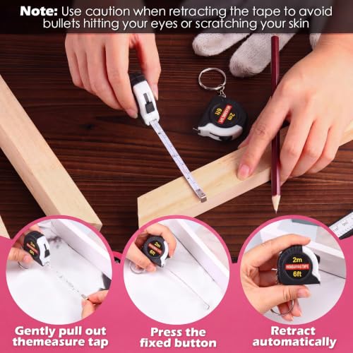 Kanayu 50 Pcs Pcs Mini Measuring Tape with Keychain, 6 ft, White - color: White, size: 6 ft