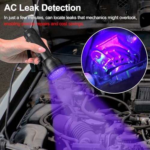 Vansky Air Conditioner Leak Detector: Professional Car Tool 68 LED Automotive AC UV Dye Leak Detection Kit with Protective Glasses - style: 68 LED