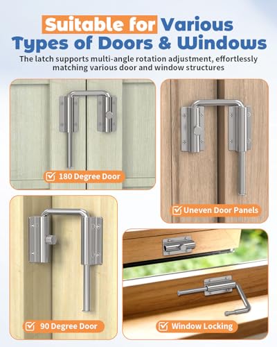 Sliding Door Loop Lock, Security U-Bolt Locks, Silver - color: Silver-1PC