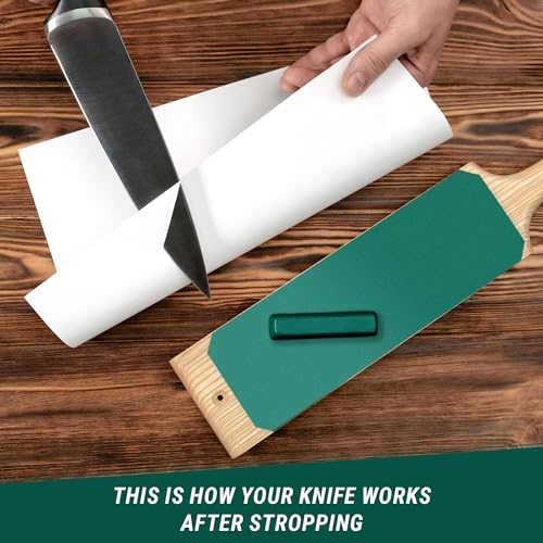 BeaverCraft Leather Strop Kit for Knife Sharpening 15.2" - Leather Knife Strop with Polishing Compound - Stropping Kit Double Sided LS1P1, Razor Sharpener for Knives, Chisels - eBook Guide Included